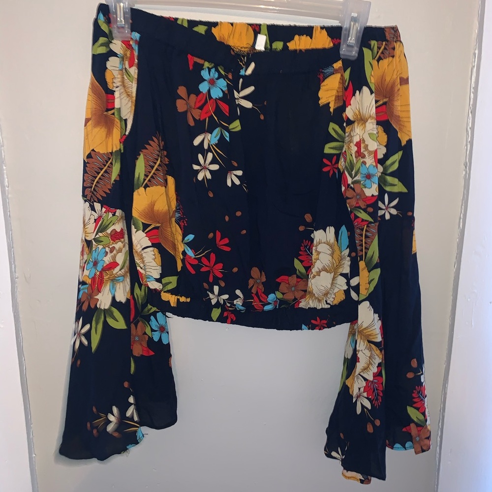 Off the shoulder long sleeve shirt